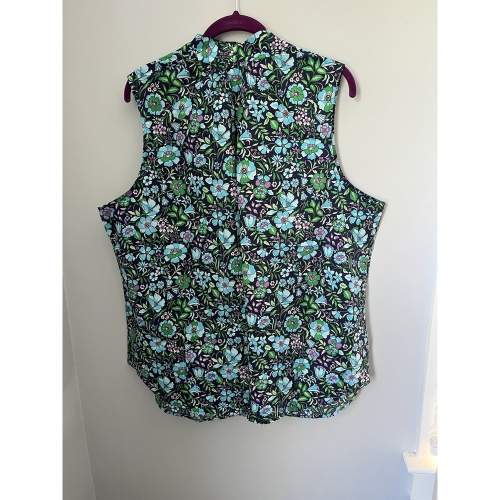 Talbots Women's Tie Neck Shell Spring Blouse Sleeveless Multicolor Floral Sz. 1X - Picture 3 of 9